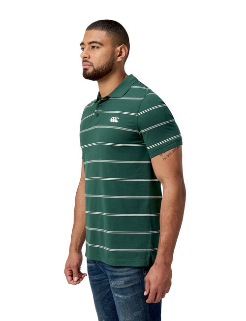 Canterbury Yarn Dye Stripe Polo Shirt, Forest product photo View 03 L