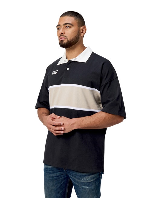 Canterbury Yarn Dye Stripe Rugby Shirt, Jet Black product photo View 03 L
