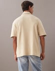 Calvin Klein Rugby Waffle Washed Woven Label Polo Shirt, Pelican product photo