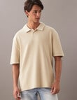 Calvin Klein Rugby Waffle Washed Woven Label Polo Shirt, Pelican product photo View 04 S