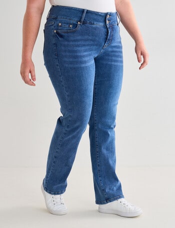 Denim Republic Curve Straight Leg Jean, Mid Wash product photo