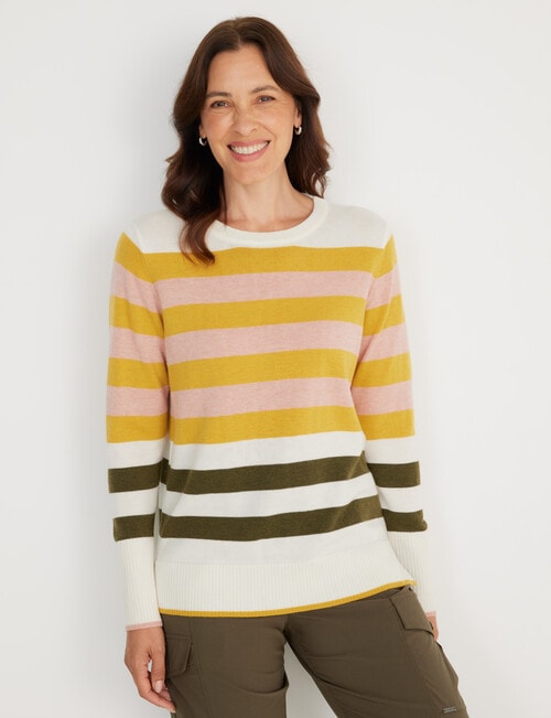 Line 7 Horizon Stripes Merino Blend Jumper, Stone product photo