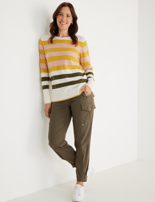 Line 7 Horizon Stripes Merino Blend Jumper, Stone product photo View 03 L