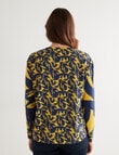 Line 7 Leaf Print Realm Cotton Long Sleeve Top, Blue product photo View 02 S