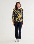 Line 7 Leaf Print Realm Cotton Long Sleeve Top, Blue product photo View 03 S