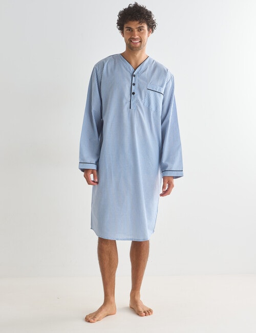 Chisel Stripe Woven Nightshirt, Blue & White product photo View 03 L