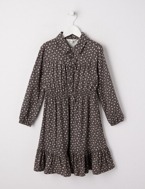 Mac & Ellie Mini Leopard Bows Shirt Dress, Charcoal product photo
