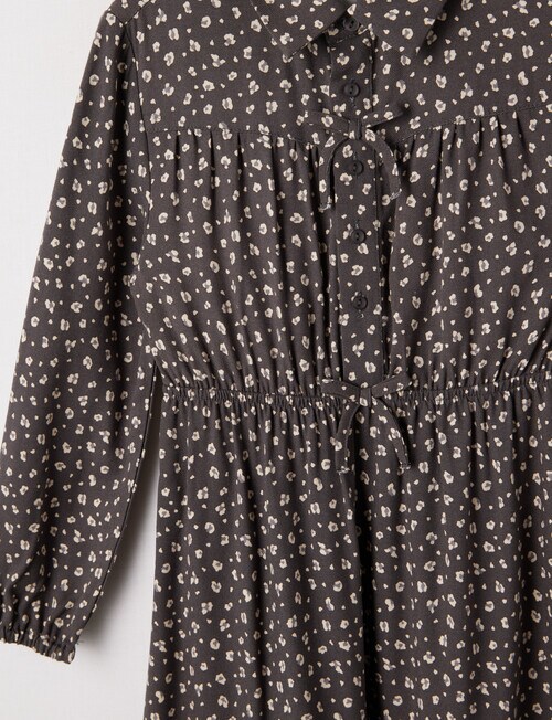 Mac & Ellie Mini Leopard Bows Shirt Dress, Charcoal product photo View 02 L
