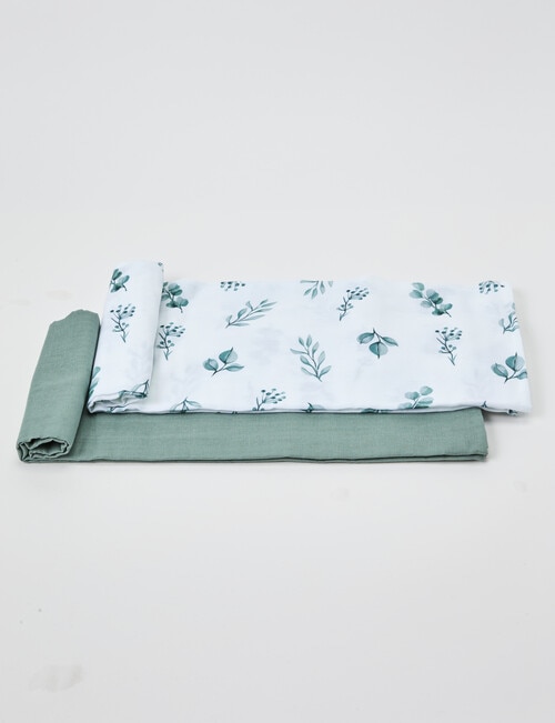 Little Bundle Muslin Wrap, 2-Pack, Eucalyptus product photo