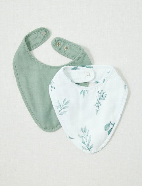 Little Bundle Muslin Dribble Bib, 2-Pack, Eucalyptus product photo