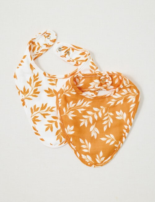 Little Bundle Muslin Dribble Bib, 2-Pack, Must Leaves product photo