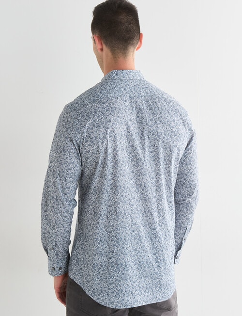 L+L Floral All Over Print Long Sleeve Shirt, Grey product photo View 02 L