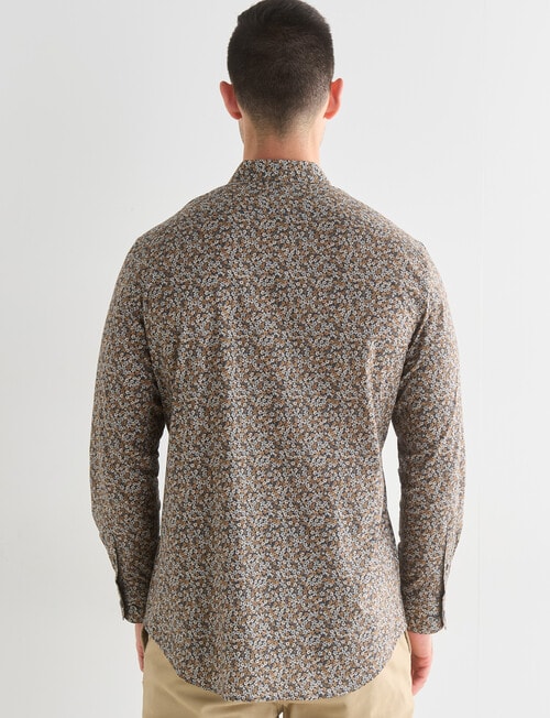 L+L Floral All Over Print Long Sleeve Shirt, Brown product photo View 02 L