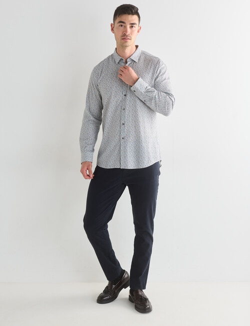 L+L Dobby Geo Floral Long Sleeve Shirt, Grey product photo View 03 L