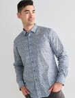L+L Floral All Over Print Long Sleeve Shirt, Grey product photo