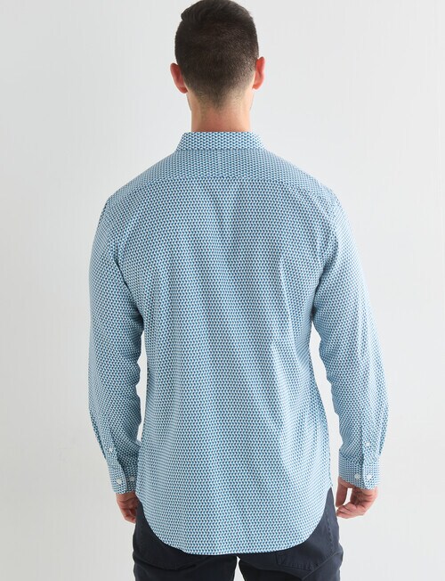 L+L Dobby Geo Floral Long Sleeve Shirt, Blue product photo View 02 L