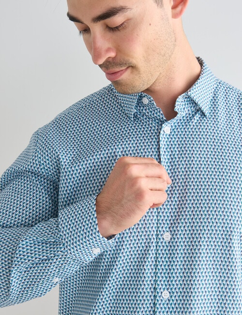 L+L Dobby Geo Floral Long Sleeve Shirt, Blue product photo View 04 L