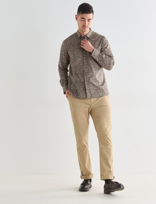 L+L Floral All Over Print Long Sleeve Shirt, Brown product photo View 03 L