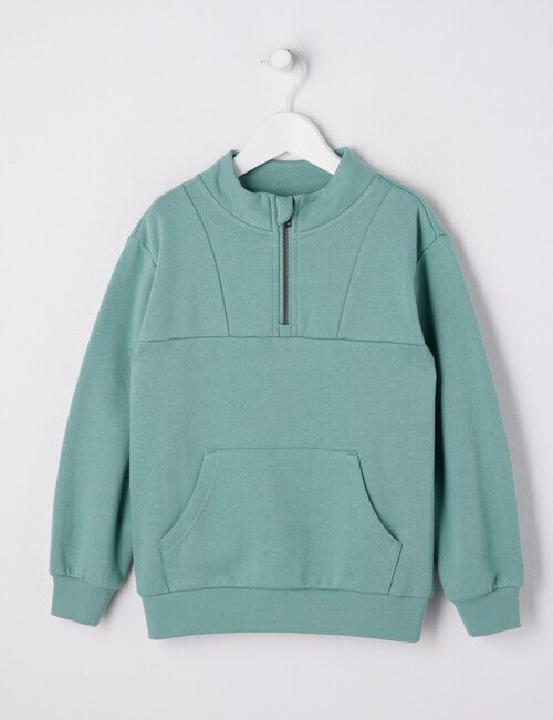 Mac & Ellie 1/4 Zip Paneled Sweat, Sage product photo