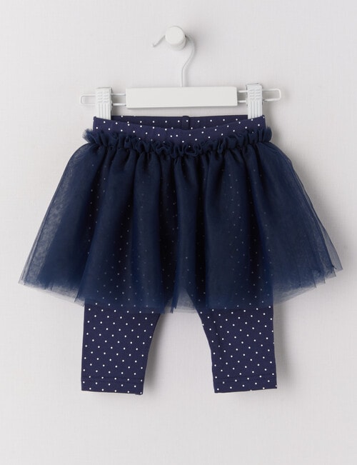 Teeny Weeny Dot Pants with Tutu Skirt, Navy product photo View 03 L