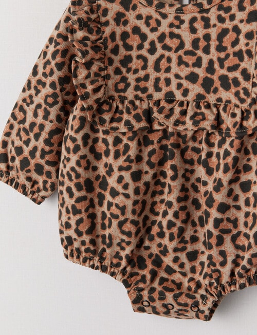 Teeny Weeny Leopard Terry Romper, Brown product photo View 02 L