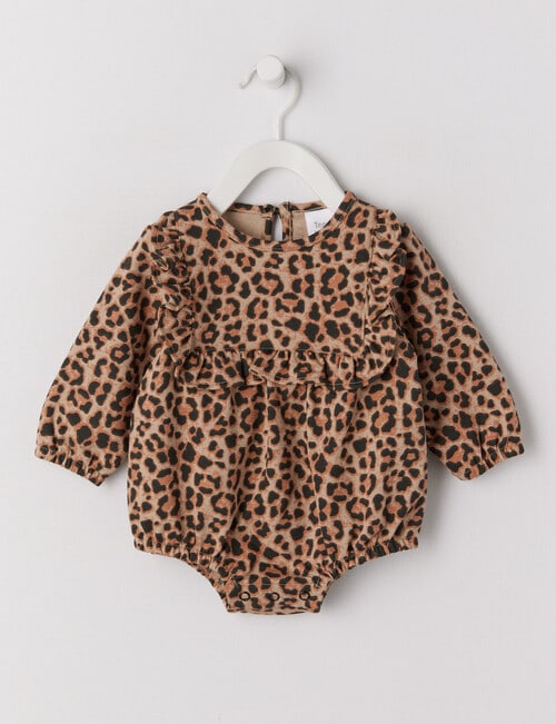 Teeny Weeny Leopard Terry Romper, Brown product photo View 03 L