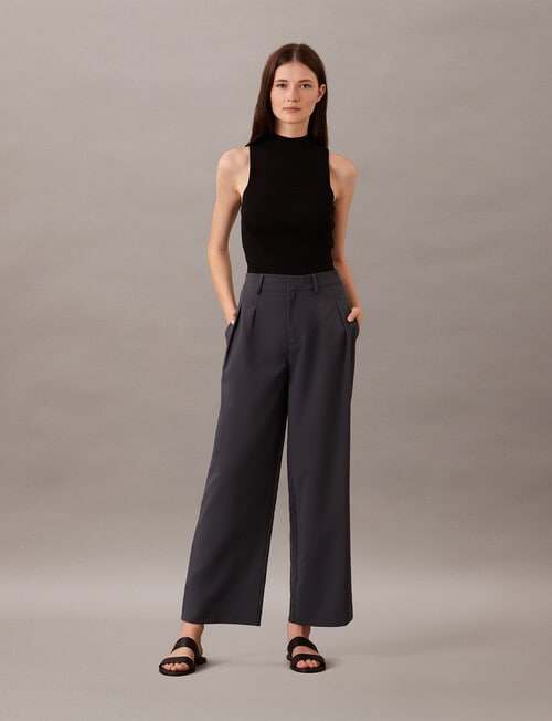 Calvin Klein Tailored Wide Leg Pant, India Ink product photo View 04 L