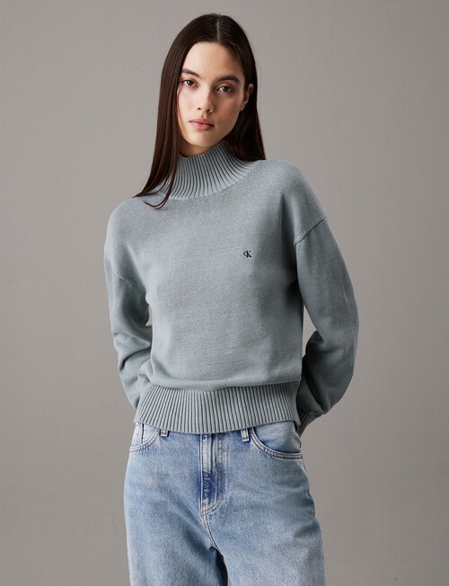 Calvin Klein Monogram Embroidered High Neck Sweater, Lead product photo