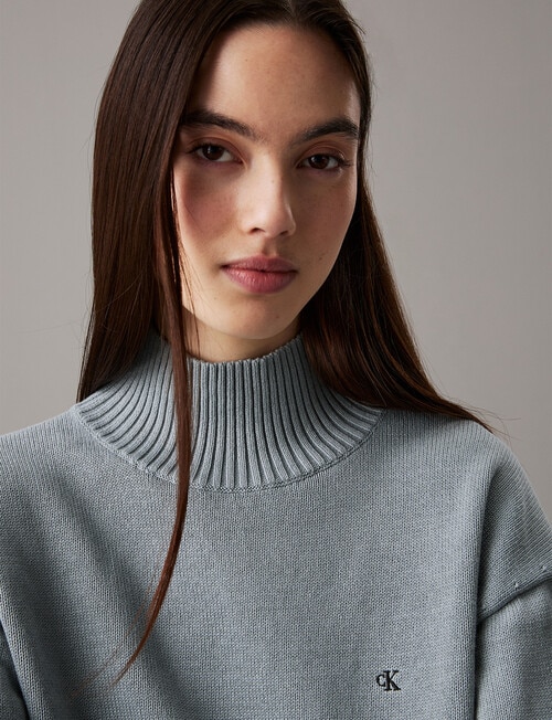 Calvin Klein Monogram Embroidered High Neck Sweater, Lead product photo View 03 L