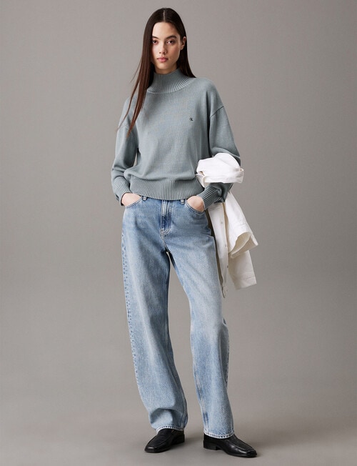 Calvin Klein Monogram Embroidered High Neck Sweater, Lead product photo View 04 L