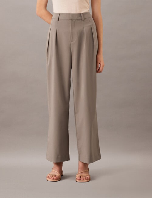Calvin Klein Tailored Wide Leg Pant, Taupe Grey product photo