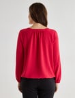 Ella J Elastic Hem Long Sleeve Top, Red product photo View 02 S