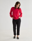 Ella J Elastic Hem Long Sleeve Top, Red product photo View 03 S
