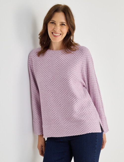 Ella J Honeycomb Batwing Top, Blush product photo