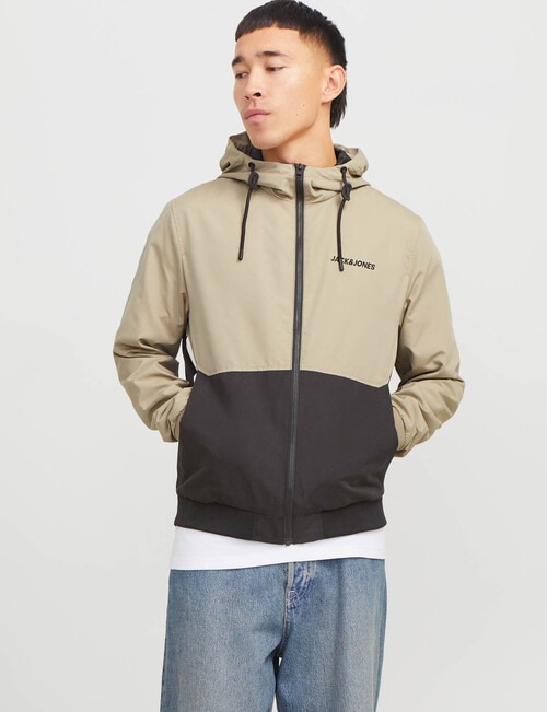 Jack & Jones Rush Hood Corriander Blocking Bomber Jacket, Coriander product photo