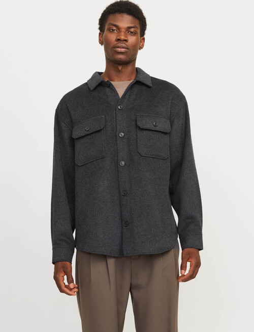 Jack & Jones Bradley Ollie Long Sleeve Overshirt, Black product photo View 02 L