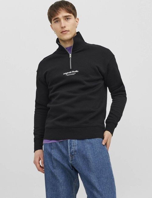 Jack & Jones Vesterbro Quarter Zip Sweatshirt, Black product photo