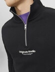 Jack & Jones Vesterbro Quarter Zip Sweatshirt, Black product photo View 02 S