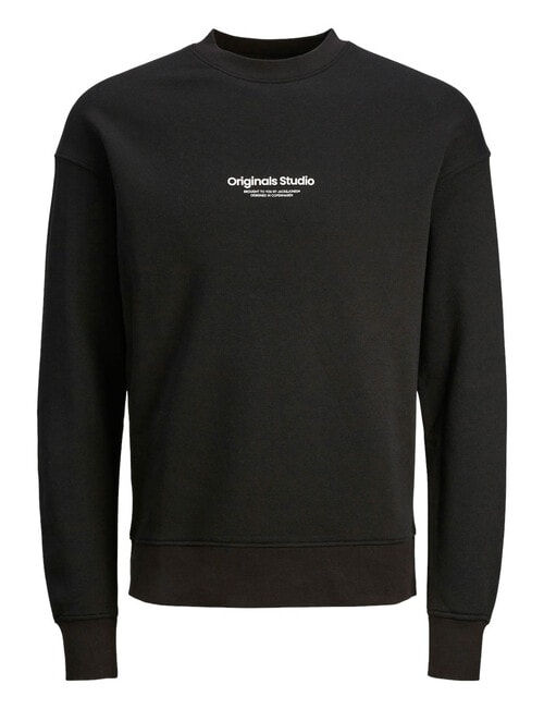 Jack & Jones Vesterbro Crew Neck Sweatshirt, Black product photo View 03 L