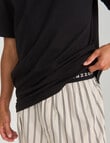 Mazzoni Short Sleeve Tee & Woven Stripe Pant PJ Set, Black & Sand product photo View 04 S