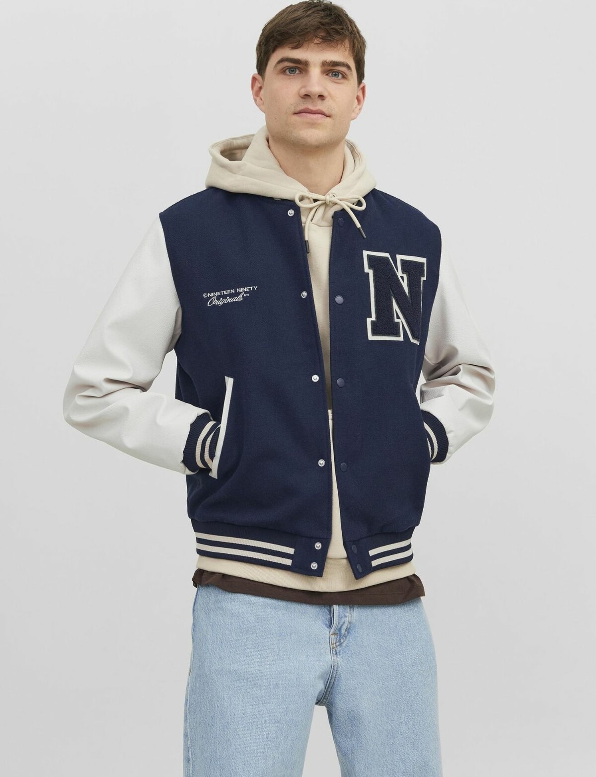 Jack Jones College Wool Blend Bomber Jacket, Total Eclipse