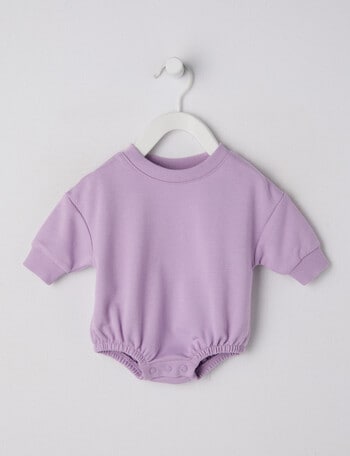 Teeny Weeny Long-Sleeve Terry Bodysuit, Lilac product photo