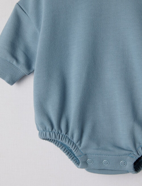 Teeny Weeny Long-Sleeve Terry Bodysuit, Dusty Blue product photo View 02 L