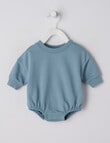 Teeny Weeny Long-Sleeve Terry Bodysuit, Dusty Blue product photo View 03 S