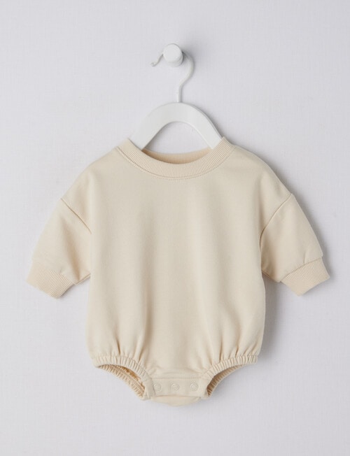 Teeny Weeny Long-Sleeve Terry Bodysuit, Chalk product photo