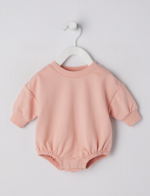 Teeny Weeny Long-Sleeve Terry Bodysuit, Dusty Pink product photo