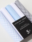 Laidlaw + Leeds Multi Check Hankies, 5-Pack, Blue product photo View 03 S