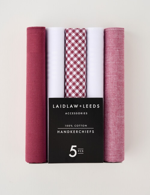 Laidlaw + Leeds Multi Hankies, 5-Pack, Red product photo