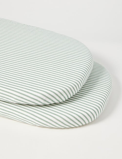 Little Bundle Bedside Sleeper Fitted Sheets, 2-Pack, Green Stripe product photo