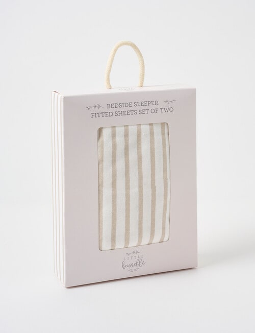 Little Bundle Bedside Sleeper Fitted Sheets, 2-Pack, Sandy Stripe product photo View 03 L